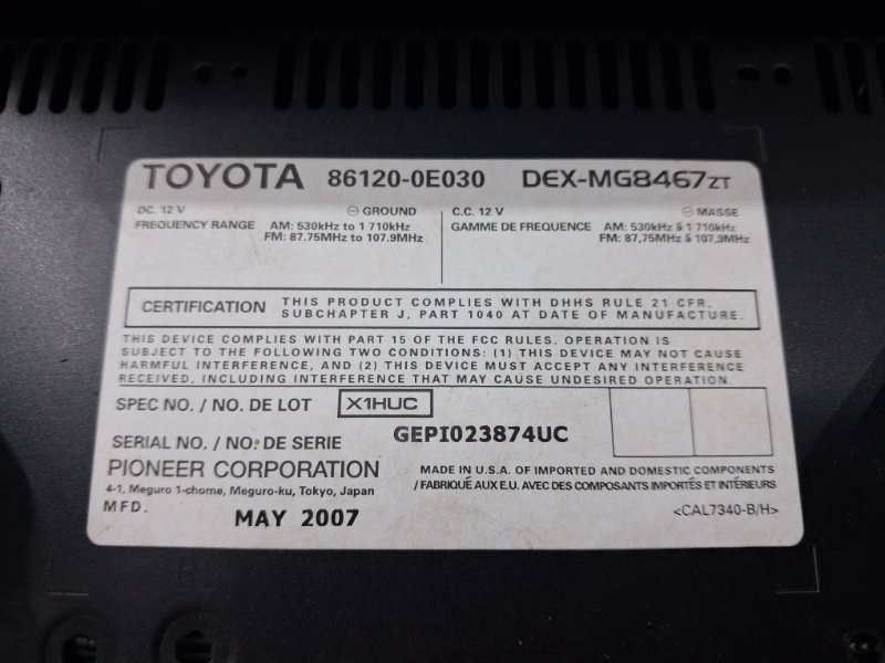 Магнитофон RX 350 2003-2009 XU30 3.5 Бензин 2GRFE