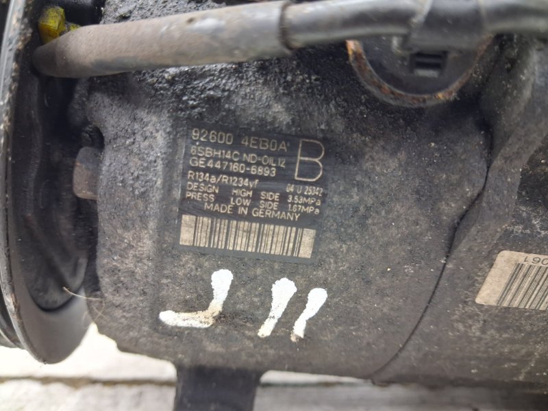 Компрессор кондиционера Qashqai 2013-2022 J11 1.2 Бензин HRA2DDT Компрессор кондиционера Qashqai 2013-2022 J11 1.2 Бензин HRA2DDT