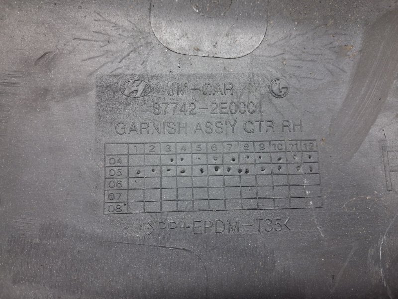 Накладка крыла задняя правая Tucson 2004-2009 JM 2.0 diesel D4EA Накладка крыла задняя правая Tucson 2004-2009 JM 2.0 diesel D4EA