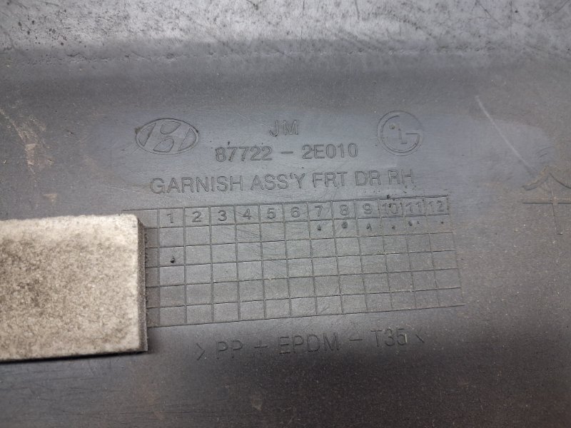 Накладка двери передняя правая Tucson 2004-2009 JM 2.0 diesel D4EA Накладка двери передняя правая Tucson 2004-2009 JM 2.0 diesel D4EA