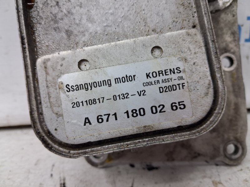 Радиатор масляный ДВС (теплообменник) Korando 2010-2019 C200 2.0 diesel D20Dt