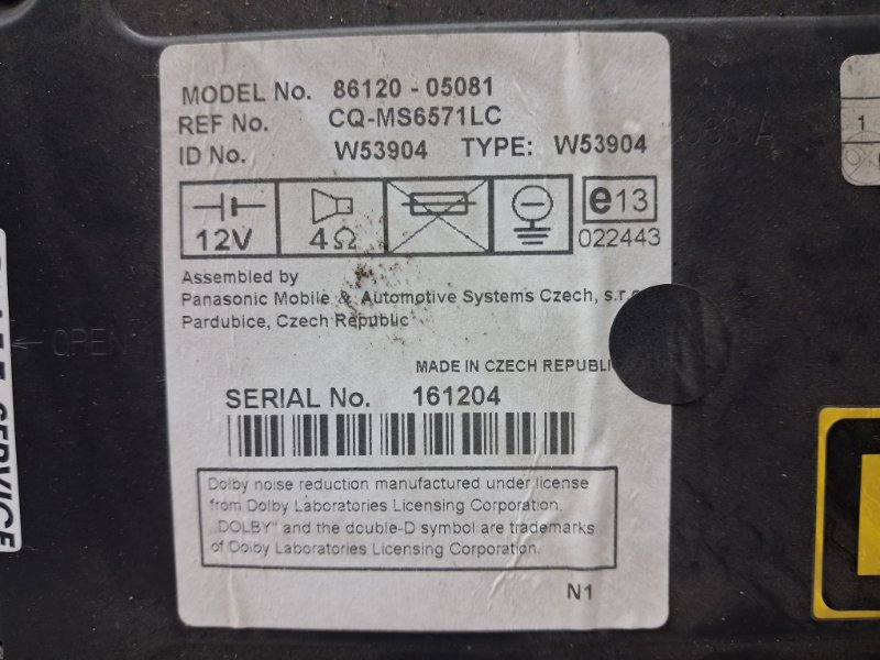 Магнитофон Avensis 2002-2010 T25 2.2 diesel 2ADFTV